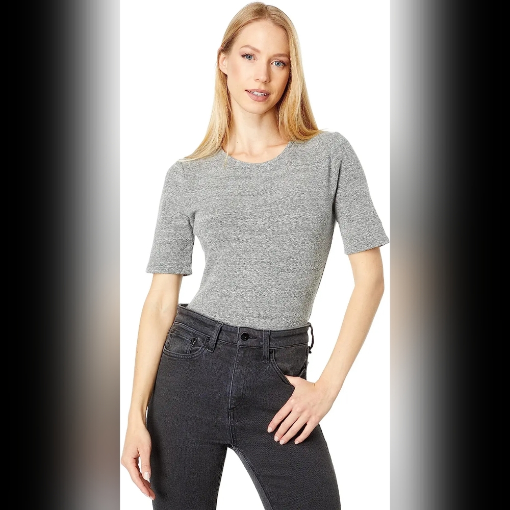 NWT - Madewell Elbow-length Bodysuit, Grey, Size Medium